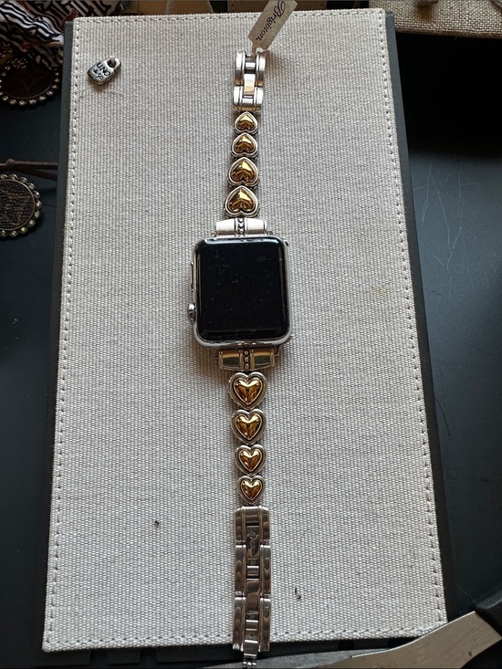 Brighton Jewelry - Two-Tone Heart Link smart Watch Band - Silver and Gold